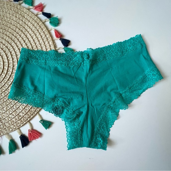 Victoria's Secret FLower Lace-Waist Cotton Cheeky Panty Capri Sea M NEW - Picture 6 of 6